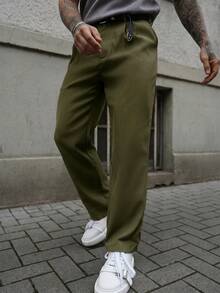 Artur Kramer Men Suit Pants Kantong Zip Plicated Plain - Hijau Tentara - View 3