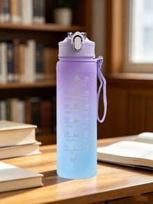 1pc 750ml Large Capacity Gradient PC Water Bottle, Sports And Fitness Portable Straw Cup, For Home And Travel Outdoor Use - 750ml - View 6