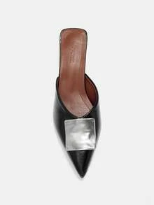 Bholvia Women's Fashion Pointed Toe High Heel Pumps,Elegant,Mule,Party,Kitten Heels - Black - View 9