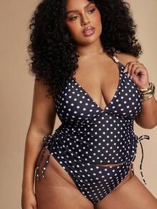 SHEIN BAE Bộ bikini hai mảnh họa tiết hoa nhiệt đới dành cho nữ, thích hợp cho kỳ nghỉ thường ngày. - màu đen - Xem 5