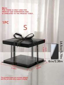 1 pieza Caja de regalo para fiesta/días festivos, Caja de almacenamiento de 1 nivel/2 niveles/3 niveles para el Día de San Valentín - Negro - Ver 3