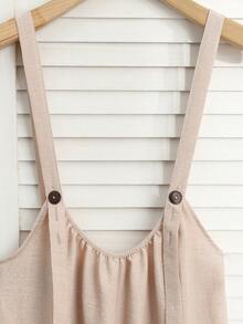 SHEIN Holidaya Bộ áo liền quần kaki mùa hè mới dành cho nữ, trang phục thường ngày đi biển. - Màu Khaki - Xem 6