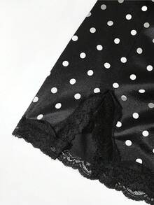 Franclia Chân váy ngắn nữ chấm bi ren xếp tầng, kiểu dáng thường ngày, đa năng, thích hợp cho buổi hẹn hò. - màu đen - Xem 4