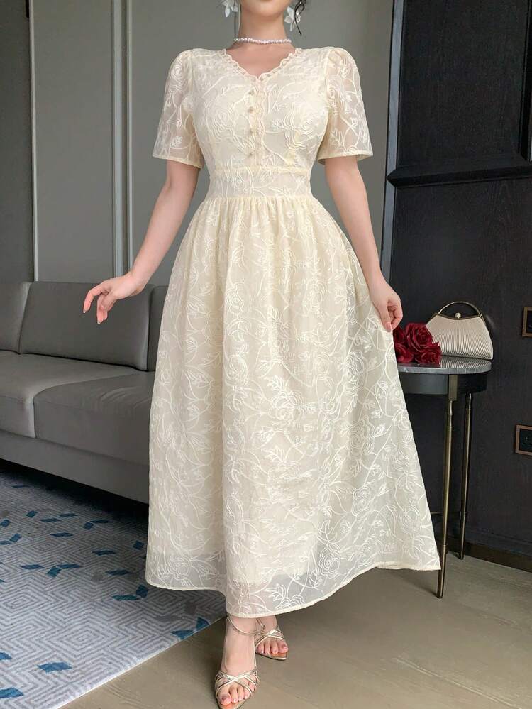 Lace Fitted Elegant Dress For Women, Spring & Summer