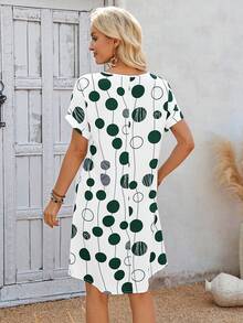 EMERY ROSE Casual Printed Sleeveless Round Neck A-Line Dress, Summer,Dresses For Women Summer - Dark Green - View 2