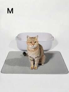 1 pieza Alfombra de arena para gatos de EVA, de doble capa y una sola abertura, alfombra lavable para atrapar la arena para uso doméstico de gatos de interior - Gris - Ver 10
