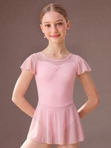 SHEIN 青少年女孩服飾 幼兒女孩粉色秋季優雅舞服，可愛，校園，返校季 - 粉色 - 查看 2