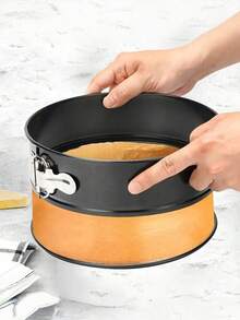 1pc / 3pcs, Lockable Bottom Spring Cake Mold, Loose Bottom Baking Cake Mold, Removable Non-Stick Baking Pan, Oven Accessories, Baking Tools, Kitchen Gadgets, Kitchen Accessories, Home Kitchen Supplies - Black - View 5