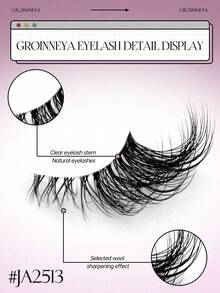 10 pares de cílios postiços 3D Mink Soft Cat Eye, curtos e naturais, com base transparente, para maquiagem diária, com efeito leve e natural, ideais para trabalho, escritório e viagens. - Preto - Ver 5
