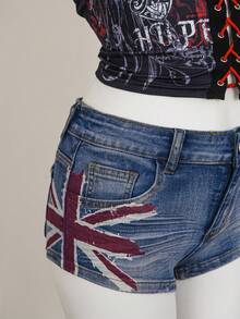 Amplova Women's Casual Everyday Pocketed Button Denim Shorts - Dark Wash - View 8