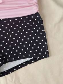 SHEIN 少女休闲日常舒适波点撞色上衣和短裤套装 - 彩色 - 查看 4