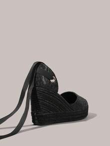 Styleloop Zapatos de cuña con suela gruesa y estampado de leopardo, versátiles y de moda para el transporte diario - Negro - Ver 4