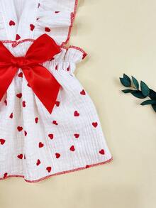 PETSIN One Piece Of Cute & Romantic Pet Dress With Heart-Patterned Harness And Ruffled Edges - Red - View 9