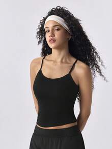 Loungeista 2pcs/Set Women Solid Color Ribbed Cami Top With Pad, Casual Sexy Cropped Top, For Workout - Multicolor - View 9