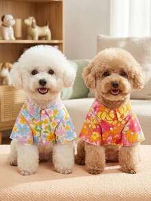 PETSIN 1pc Holiday Style Flower Cute Fashion Pet Printing And Dog Clothing - Multicolor - View 1