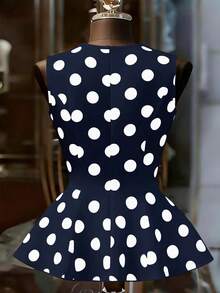 Franclia Women's Sexy & Elegant Polka Dot Print Camisole, Suitable For Spring/Summer Outfits - Navy Blue - View 6