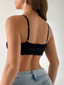 SuitURBody Bộ đồ lót nữ màu đen phối ren, vải gân, 1 món - màu đen - Xem 2