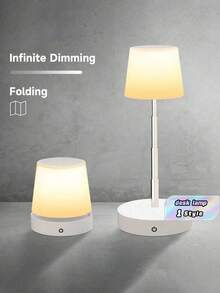 Rechargeable Touch LED Table Lamp - Portable Stepless Dimmable Night Lamp With Extendable Arm, Ideal For Creating Bedroom Ambiance, Perfect For Couples' Dinners Or Bedside Reading - Warm white light - View 1