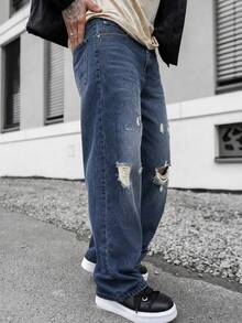 Artur Kramer Ljusblå slitna herrjeans med vida ben, ungdomlig gatustil - Blå - Visa 6