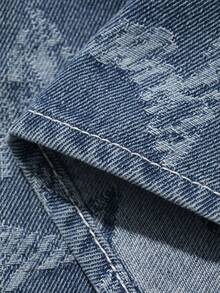 DAZY Set 2 Potong Kemeja Denim Kasual Musim Panas untuk Balita Laki-laki dengan Kerah & Celana Pendek - Biru - View 9