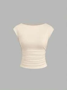 Sweetra 3pcs/Set Sexy Backless Breathable Moisture-Wicking Fitted Short Sleeve Top/T-Shirt For Women - Multicolor - View 3