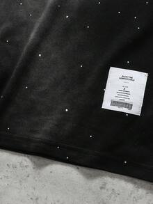 ROMWE MEN Áo thun nam tay ngắn cổ tròn, chất liệu denim mài, kiểu dáng vintage, đính đá lấp lánh. - Xám - Xem 2