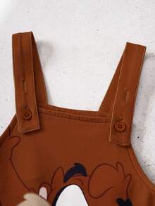 LOONEY TUNES X SHEIN Bộ áo thun và áo liền quần ngắn tay cổ tròn họa tiết hoạt hình dễ thương cho bé trai mùa hè. - Nhiều màu - Xem 5