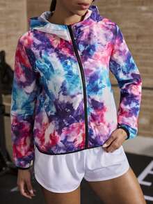 Powerista Tie-Dye Print Hooded Sports Jacket - Multicolor - View 4