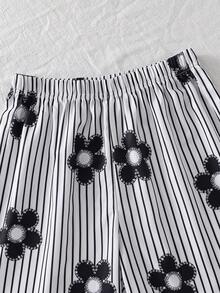 Tween Girl Floral Striped Ruffle Hem Camisole And Palazzo Pants 2 Pieces Set - Multicolor - View 7