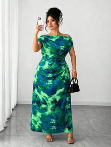 Elenzga Đầm nữ cỡ lớn mùa hè mới, màu trắng nền chấm bi đen, cổ xéo, kiểu dáng vintage thanh lịch, xếp ly ôm sát, điểm xuyết những chấm bi tròn lớn thời trang. Thích hợp cho mặc hàng ngày, đi làm, văn phòng, hẹn hò, dự tiệc, các dịp xã giao nhẹ nhàng, kỳ nghỉ. - Nhiều màu - Xem 6
