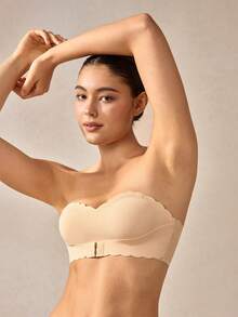 Veilyse Women's Invisible Strapless Sexy Front Closure Push-Up Bra, Wireless Bra For Backless/Strapless Tops - Apricot - View 4
