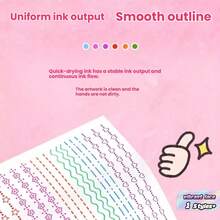 Penna a doppia linea con curva ondulata, pennarello ad asciugatura rapida, penna per bullet journal, cancelleria colorata per studenti, penna fluorescente, forniture scolastiche in stile saudita - multicolore - Visualizzare 6