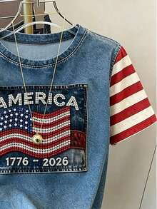 EMERY ROSE 女士复古独立日国旗印花T恤 - 彩色 - 查看 4