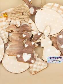 20-Pcs Easter Wooden Hanging Decor Set | Farmhouse Bunny & Egg Shapes With Jute Twine, Rustic Table Centerpiece & Wall Garland Kit, DIY Spring Home Decor | Easter - A - View 1