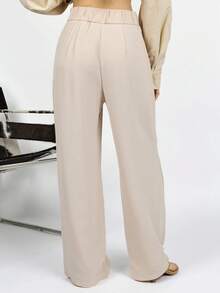PRISCILA ESCOTO PRISCILA ESCOTO Summer High-Waisted Pants Multi-Piece Set, Wide Leg Pants High Waist Fold Pleated Wide Leg Pants, Pants, Loose Fit, Long Pants - Apricot - View 2