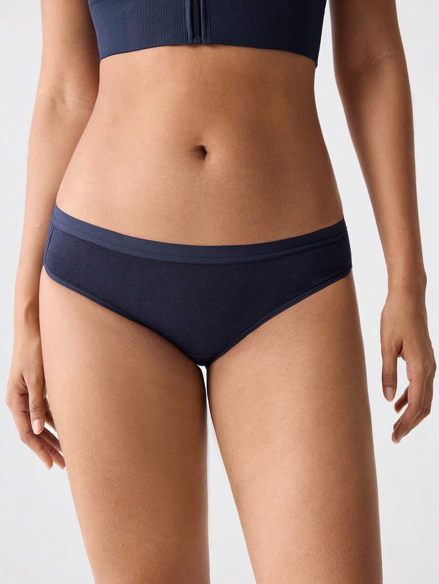 2pcs Women's Underwear Set, Soft Cotton Retro College Style Panties, Seamless Mid-Rise Briefs, Sports Shorts - Multicolor - View 1