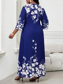 SHEIN Lady CURVE Đầm dự tiệc và du lịch in hoa dành cho nữ cỡ lớn - Nhiều màu - Xem 2