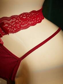 SpicyHot Quần lót dây ren nơ gợi cảm dành cho nữ - Màu Đỏ Sâu - Xem 5