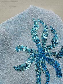 Sunnyshic Women's Vacation Plant Sequin Plunging V-Neck Backless Mini Dress - Blue - View 6