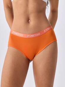 Loungeista 5pcs Women's Solid Color & Letter Print Elastic Waistband Comfortable Minimalist Briefs - Multicolor - View 6