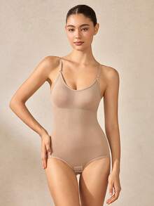 Veilyse Padded Shapewear Bodysuit, Slimming, Body-Shaping, Tummy Control, Lifting, Bust-Enhancingfor Summer - Apricot - View 4