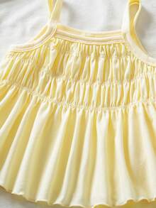 SHEIN Elladie kids Young Girl Cute Ruffle Camisole And Casual Pants Set - Yellow - View 5