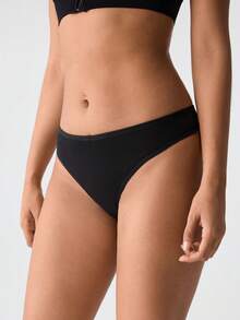 Loungeista 3pcs/Set Solid Color Comfortable Cotton Sexy Low-Rise Women's Thong Panties, Suitable For Valentine's Day, Spring/Summer - Multicolor - View 1