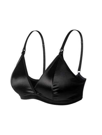 SHEIN Áo ngực cho con bú màu trơn, có dây đeo điều chỉnh được, kiểu dáng thoải mái, dành cho phụ nữ mang thai.
