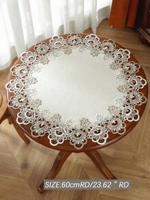 Cirelle 1pc Vintage Lace Round Tablecloth, Elegant Embroidered Hollow Out Table Mat, Polyester Table Cover For Dining Room, Kitchen, Party And Home Decor - Multicolor - View 9