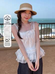 DAZY Women's Lace Patchwork Camisole Summer - White - View 1