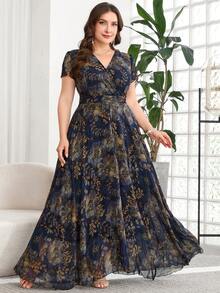 SHEIN Clasi Đầm hoa thanh lịch dành cho nữ cỡ lớn, đầm dự tiệc cưới mùa hè. - Nhiều màu - Xem 5