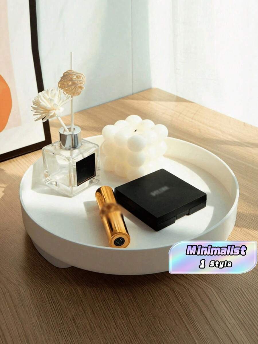 1Pc Fashionable And Simple Tray For Displaying Key, Flower Vase, And Cosmetics On Dresser And Storing Aromatherapy And Makeup Best Gifts Birthday Plates Kitchen Accessories Kitchen Decor Table Trays Fruit Tray Tray Decor Graduation - White - View 1