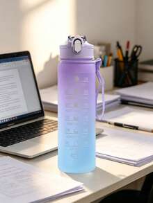 1pc 750ml Large Capacity Gradient PC Water Bottle, Sports And Fitness Portable Straw Cup, For Home And Travel Outdoor Use - 750ml - View 2
