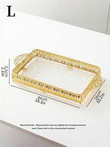 1pc/1set Middle Eastern Style Modern Elegant Large Trays, RectangularDecorative Trays -Multipurpose, Non-Tarnish, Metal Alloy, RectangularServing Trays For Coffee & Beverages, Gold - Gold - View 8